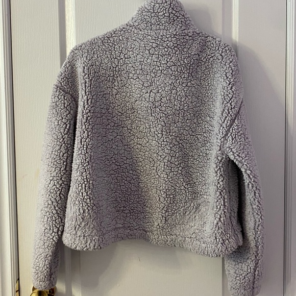 GARAGE lilac Sherpa teddy bear jacket with adjustable waist and pockets - Picture 3 of 6